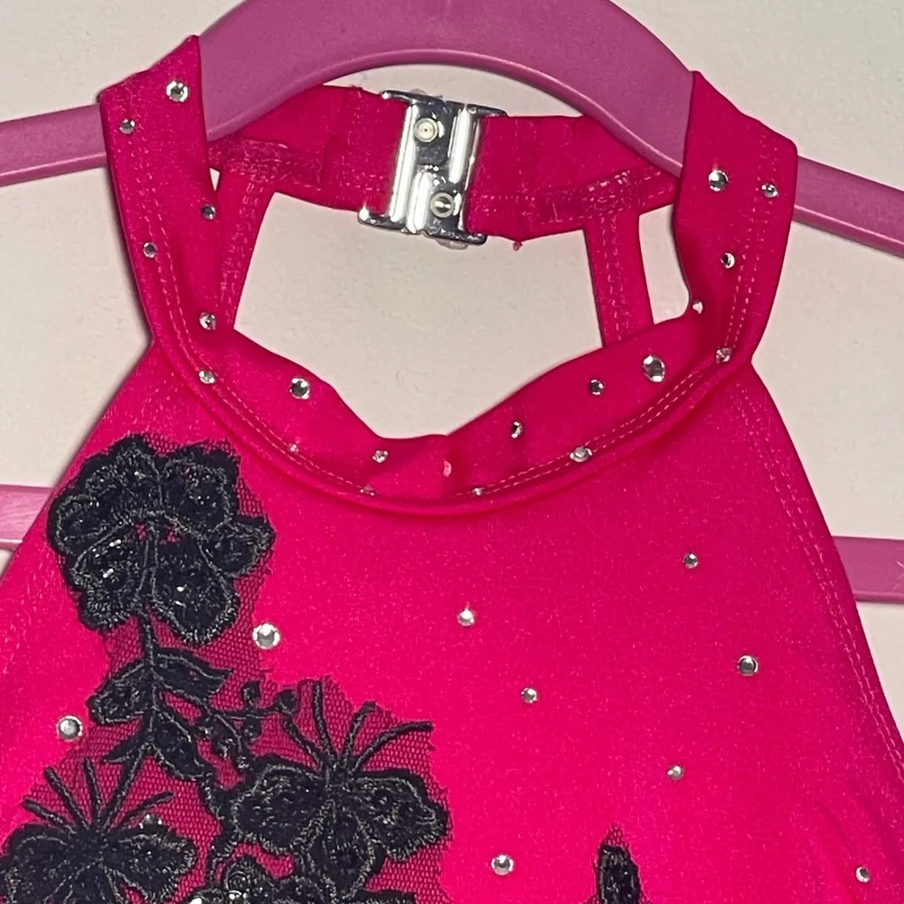 Double Platinum Hot Pink Black 2-PC Dance Costume Crop Top & Briefs Lyrical Jazz